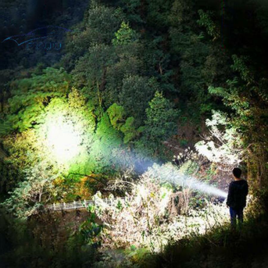 258 * 80mm 90000lm Super Bright LED Flashlight 3 Lighting Mode Built-in Battery