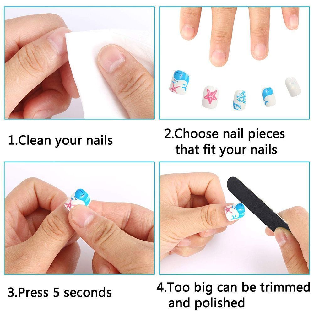 Tips Halloween Christmas Self Adhesive Press On Kids False Nails Full Cover