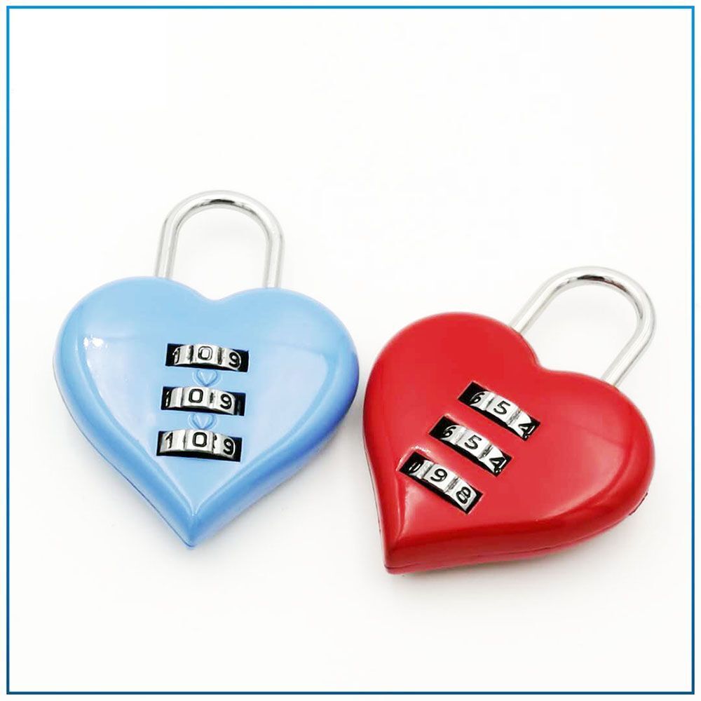 3 Digits Number Password Lock Color Padlock Heart Shape Combination Padlock