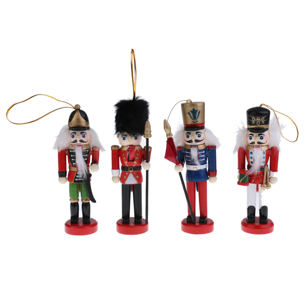 Christmas Traditional Wooden Hanging Nutcrackers Soldier Ornaments Set Of 9