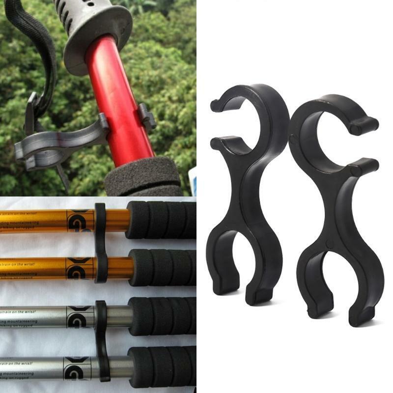 2pcs Walking Stick Buckle Trek Basket Rubber Tip Carbon Fiber Hike Poles Clasp