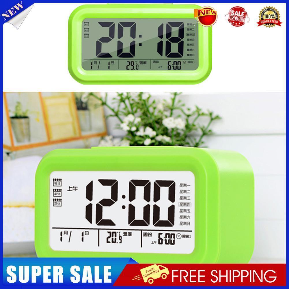Smart Sensor Alarm Clock Large Screen Display Voice Clock Home Decor (Green