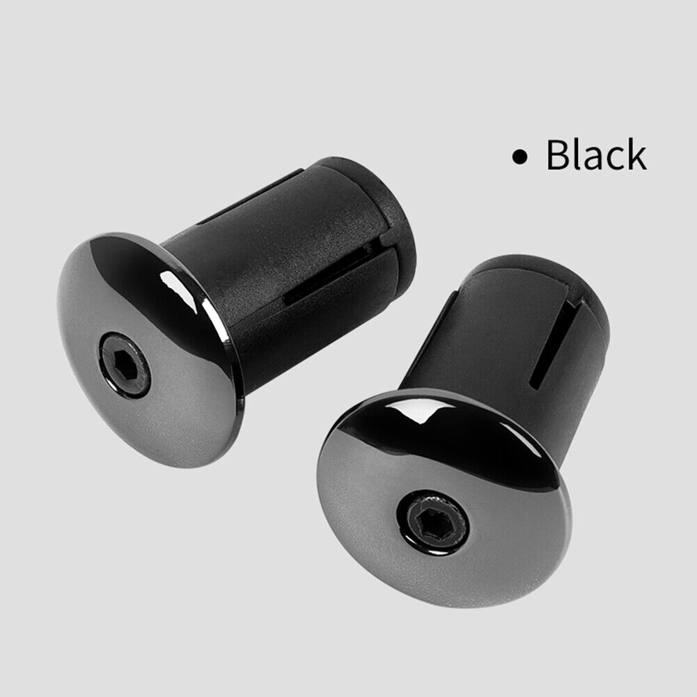2pcs Bicycle Bar End Plugs Aluminum MTB Road Bike Handlebar Caps (Black)