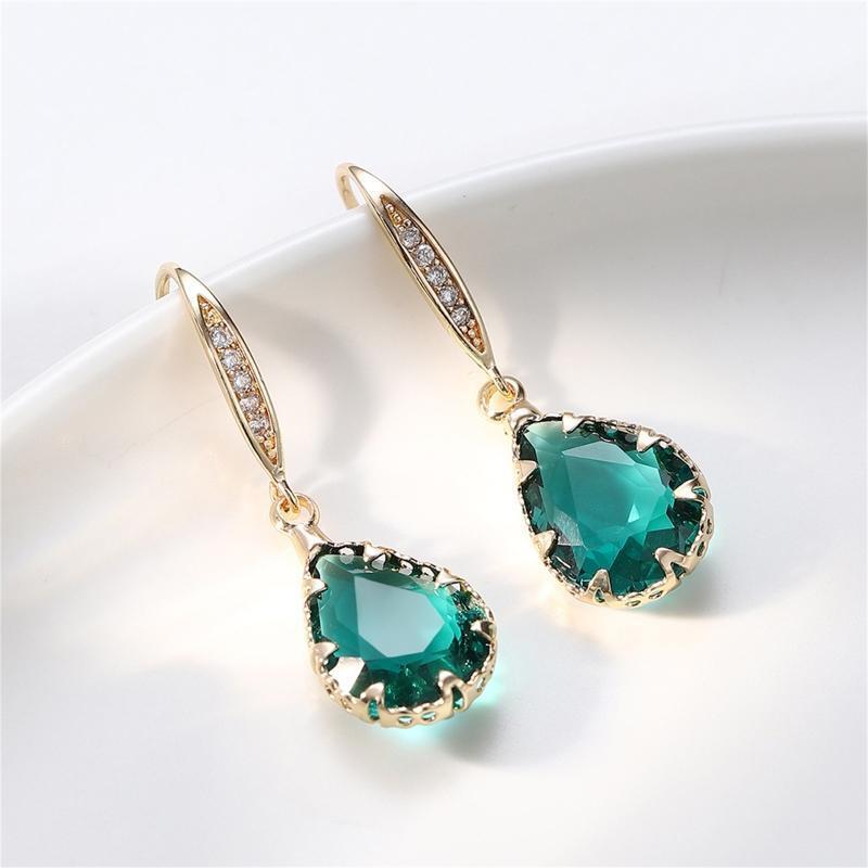 Birthstone Dangle Earrings Tourmaline Pendant Zircon Earring for Women Valentine