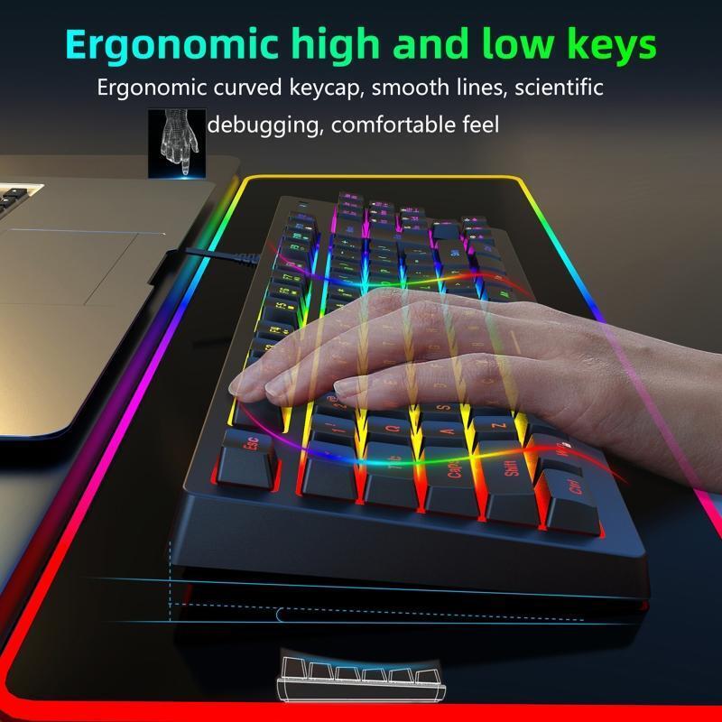 Y-200 Wired Gaming Keyboard 87 Keys Mechanical Shaft RGB Backlits No Conflicting