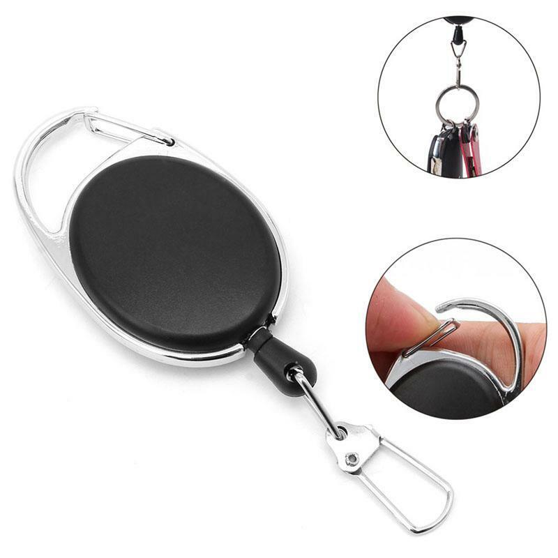 1PC Retractable Reel Key Chain Pull Key ID Card Badge Tag Clip Holder Buckle New