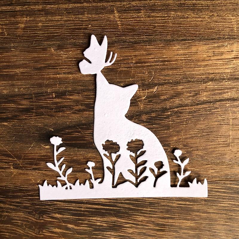 Flower Cat Metal Cutting Dies Handmade Crafts  Birthday Greeting Card Decor
