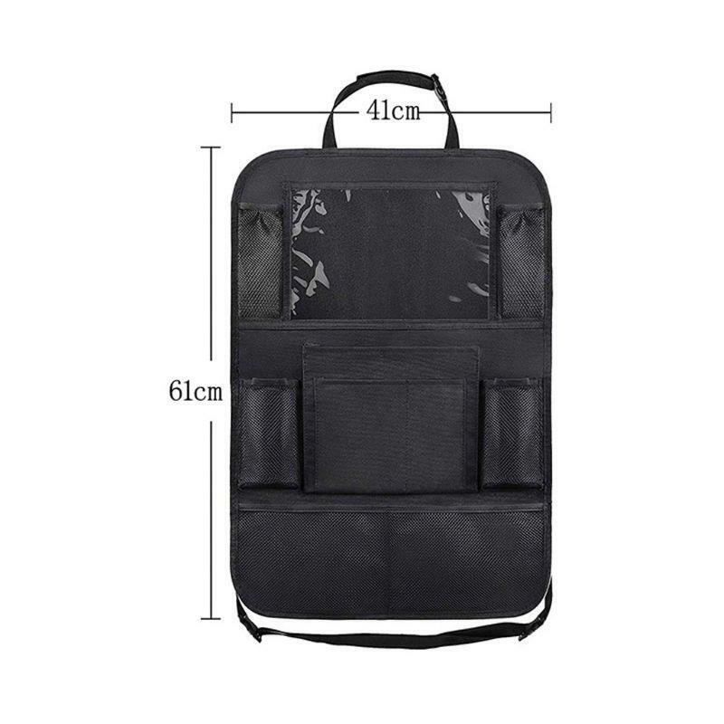 Rear seat storage bag rear seat protection pad with touch screen tablet stand