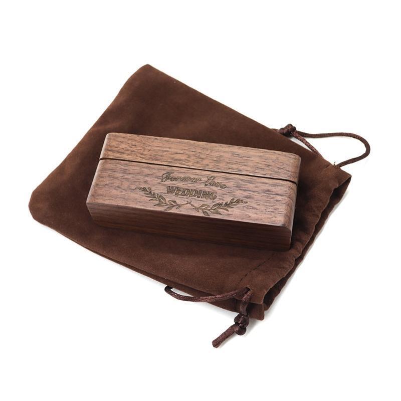 Black Walnut Jewelry Earrings Ring Box Convenient Proposal Diamond Ring Box