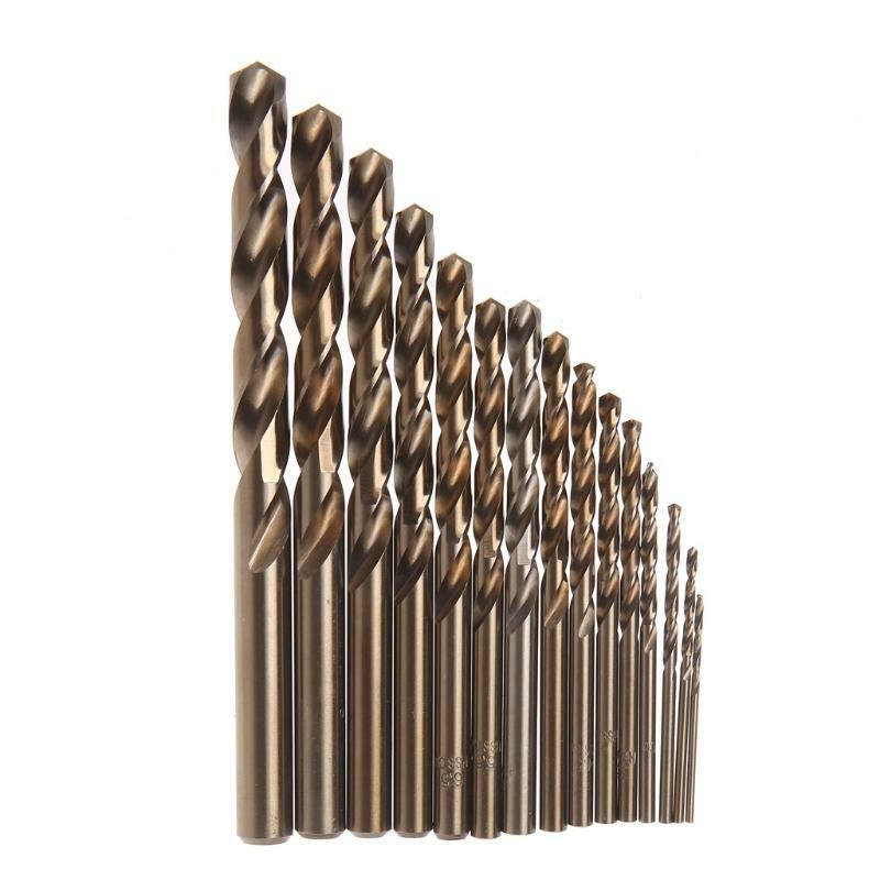 15Pcs High Speed Steel M35 HSS Cobalt Twist Drill Bit Set 1.5-10mm Power Tools