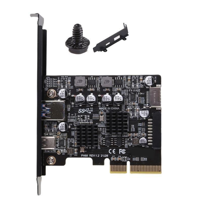 2-Port PCI-E X4 Riser Card PCIe to USB3.2 Gen 2 Adapter Riser Add-on Cards