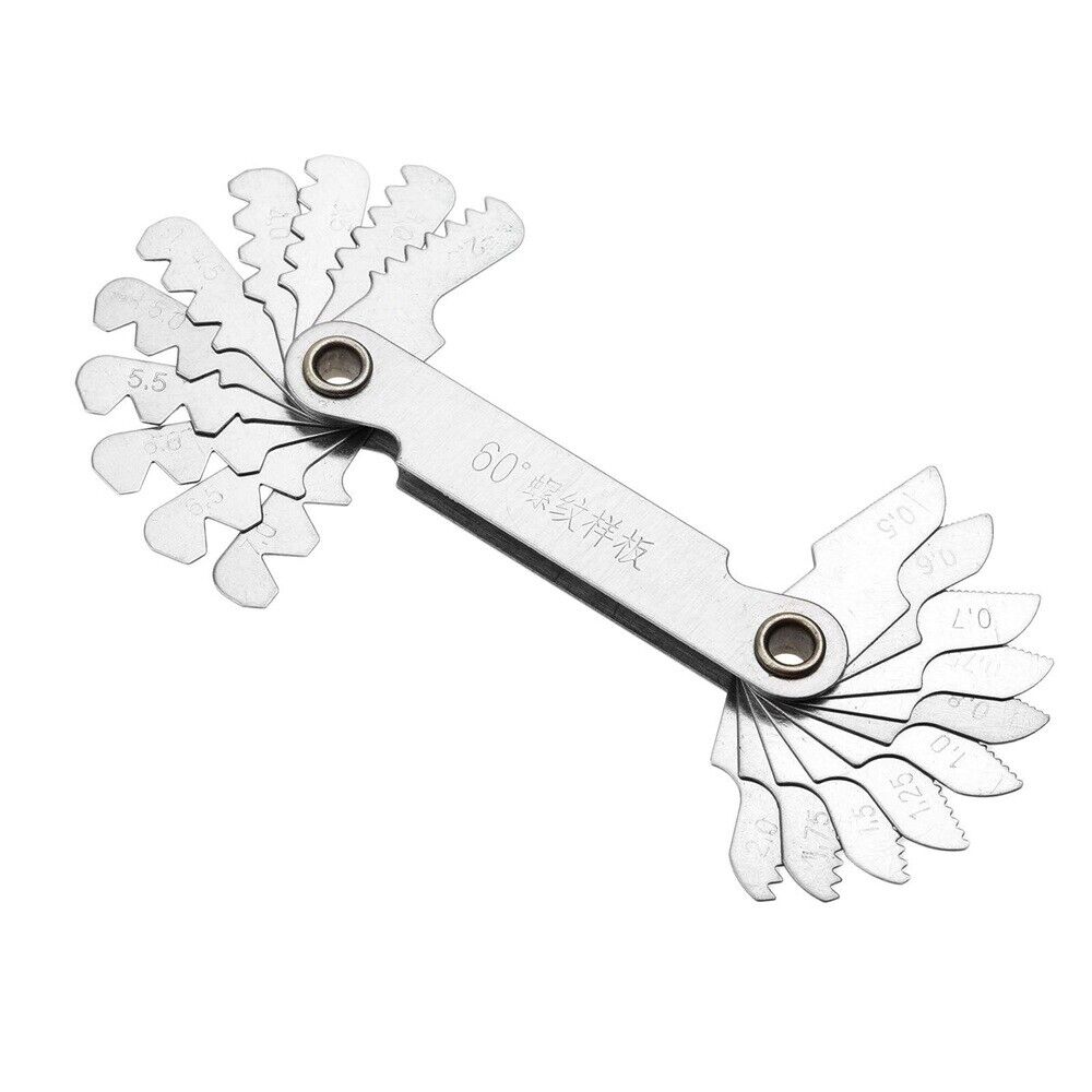 2pcs Steel 60° Dual Head Thread Screw Pitch Gage Gauge Measure Measuring Tool