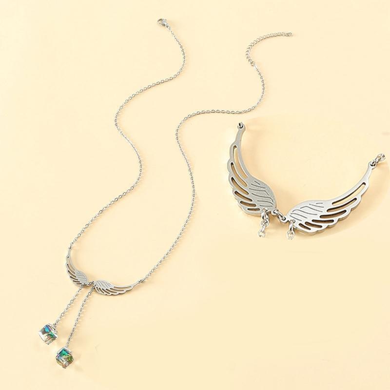 Explosion Necklace European American Angel Wing Crystal Classic Simple Necklace