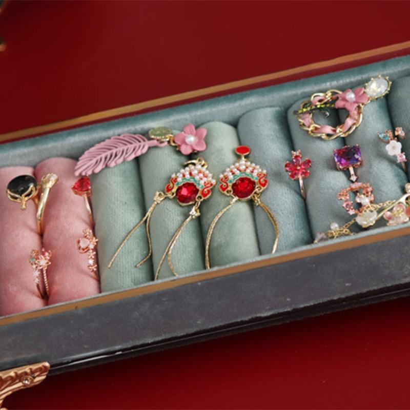 Ring Storage Tray Velvet Cloth Display Organizer Jewelry Pendant Holder