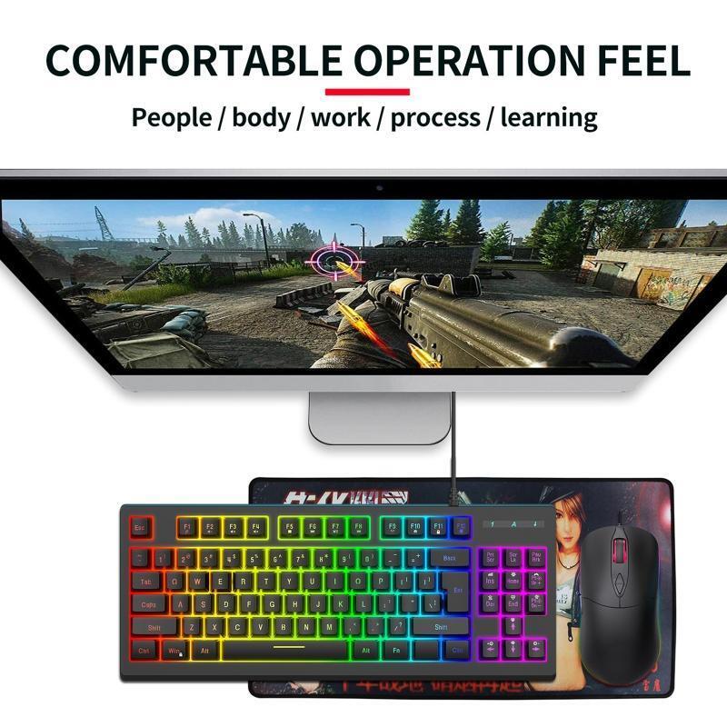 Y-200 Wired Gaming Keyboard 87 Keys Mechanical Shaft RGB Backlits No Conflicting