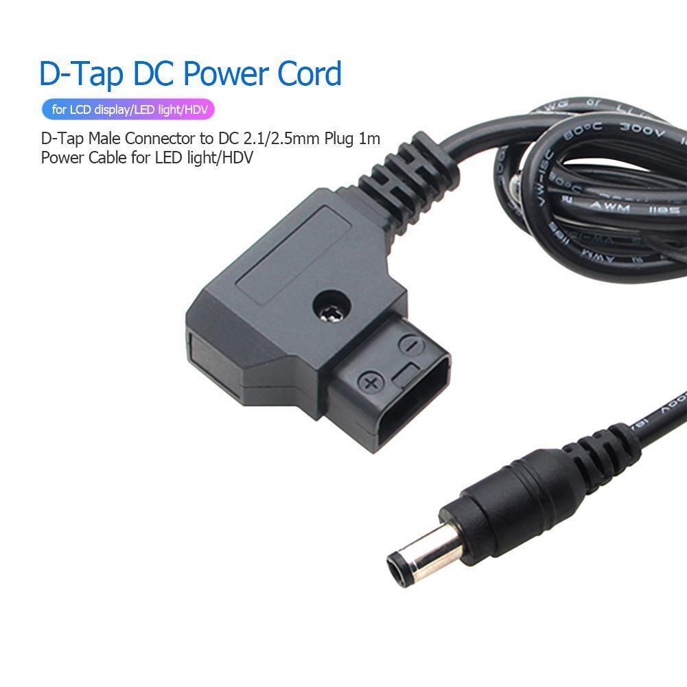 D-Tap Male Connector to DC 2.1/2.5mm Plug 1m Power Cable for LED light/HDV