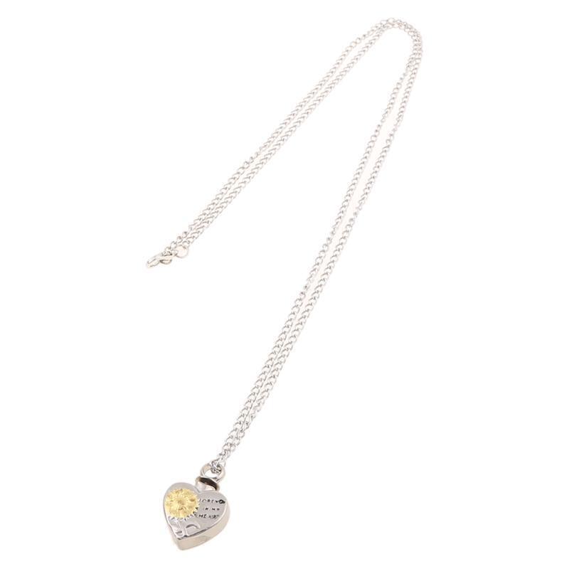 Nice Jewelry Decor Sunflower Heart Shape Pendant Necklace Cremation Urn Necklace