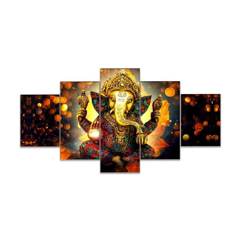 5pcs Unframed Elephant Head Oil Paintings Print Posters Art Pictures Wall Decor