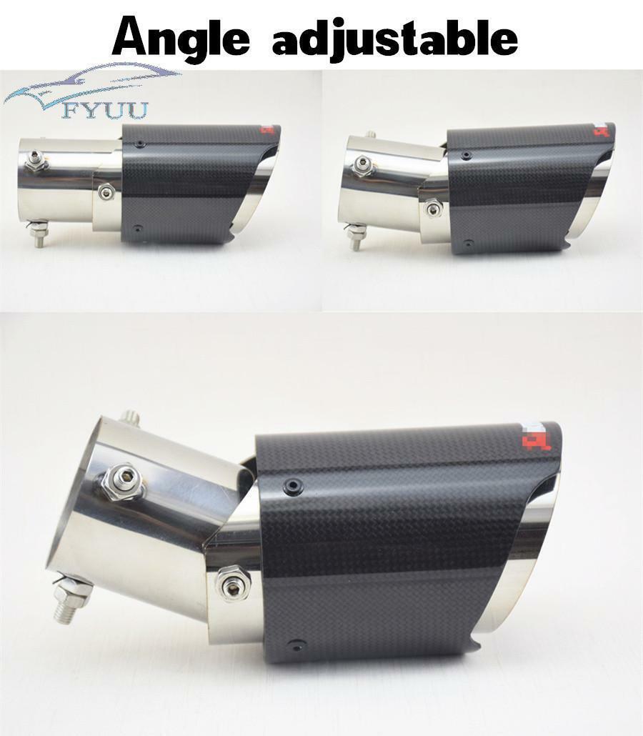 Real Carbon Fiber Exhaust Pipe Modified Glossy Bent Straight Angle Adjustable