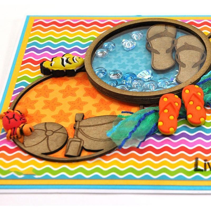 Summer Beach Sun Set Shaker Cutting Dies Stencil Scrapbooking DIY Album