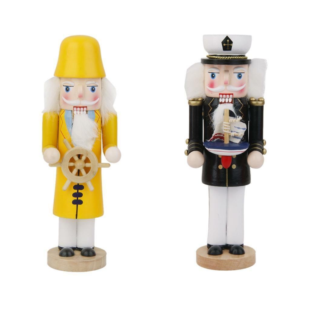 2x Handmade Nutcracker Soldier Puppet  Decor Collectibles Gift
