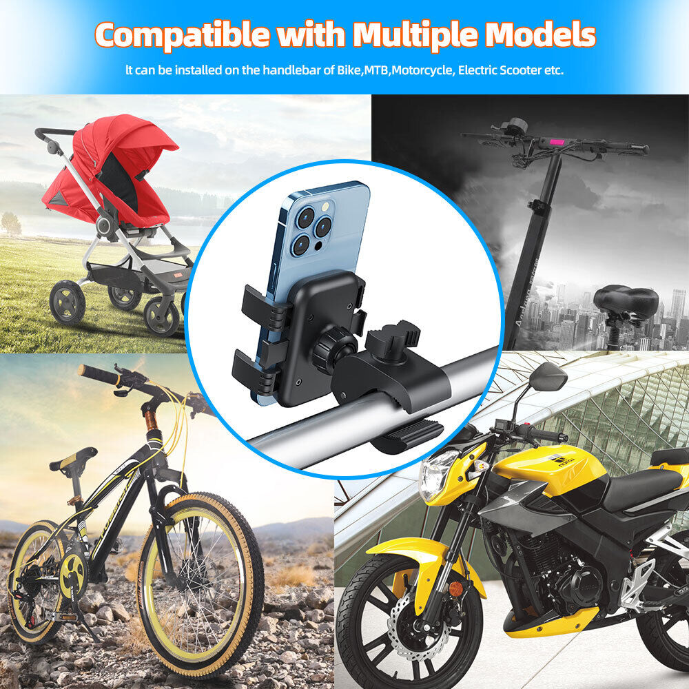Motorcycle Mobile Phone Holder 360 Rotatable Bicycle Cellphone Bracket