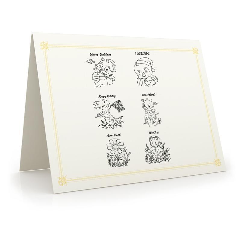 Animal Flower Stamp Cartoon Deer Dinosaur Seal Handmade Crafts for Card