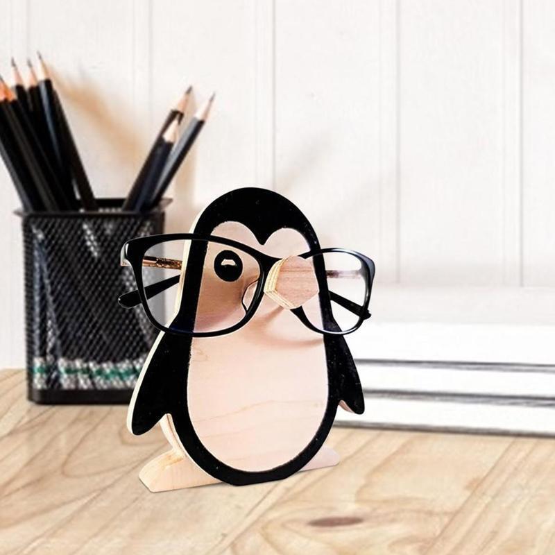 Penguin Glasses Holder Wooden Storage Rack Eyeglass Sunglasses Display Stand