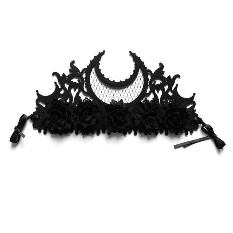 Punk Demon Witch Crown Headdress Black Headband All-match for Street Shooting
