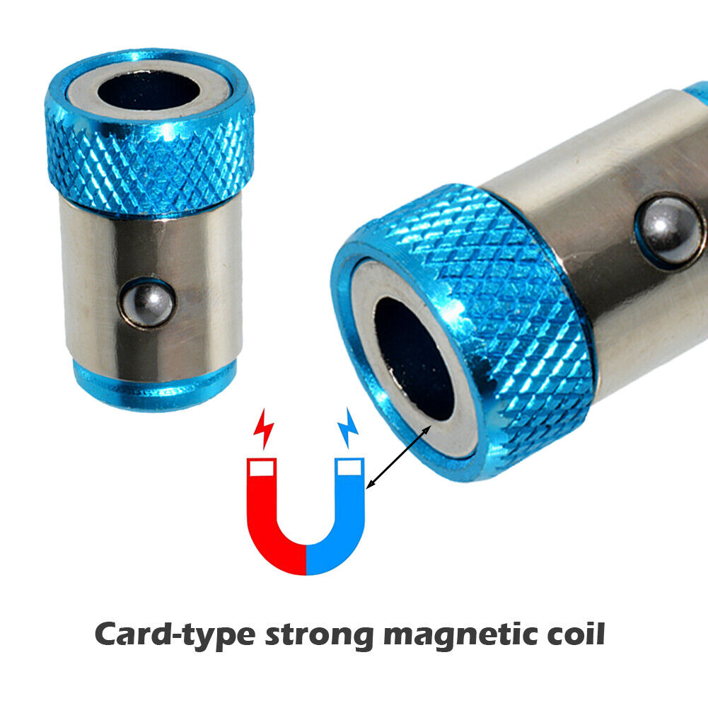 2pcs 6.35mm Shank Drill Bit 1/4 inch Screwdriver Bit Magnetic Rings Blue