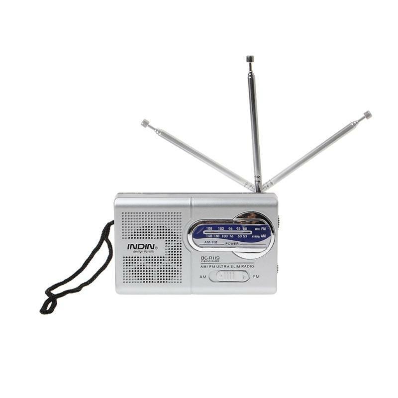 BC-R119 Portable Mini Radio 2-Band AM FM World Receiver Retractable Antenna DC