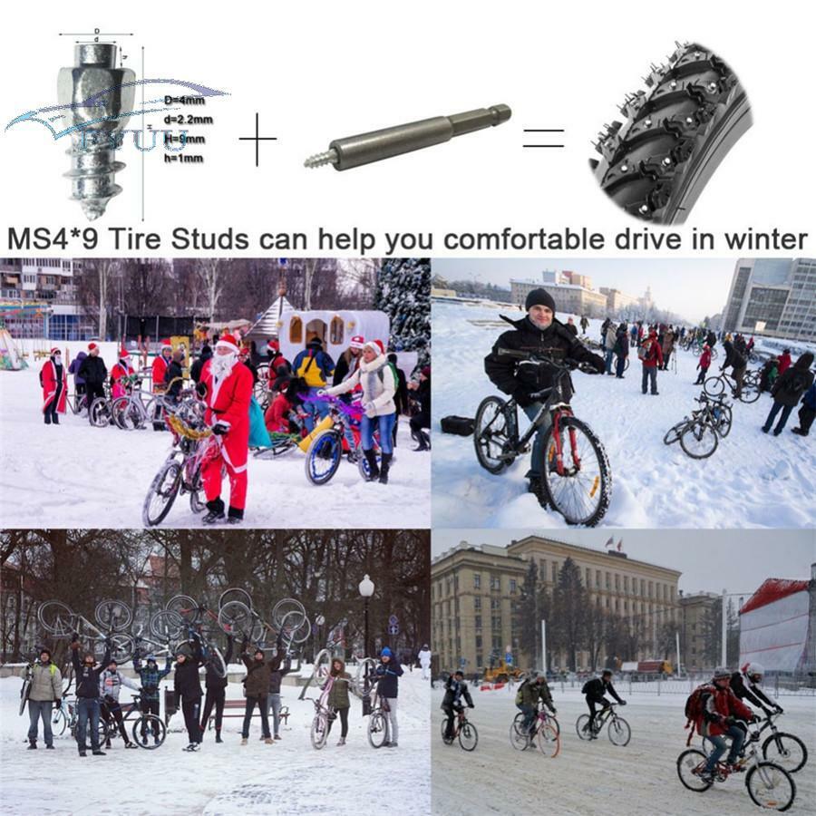 100pcs Winter 9mm Tire Snow Non-slip Screw Chain Spike W/Tool For Car Motorcycle