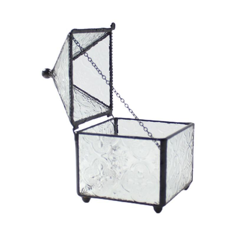 Four-sided Spire Geometric Ring Box Glass Jewelry Storage Box Wedding Engagement