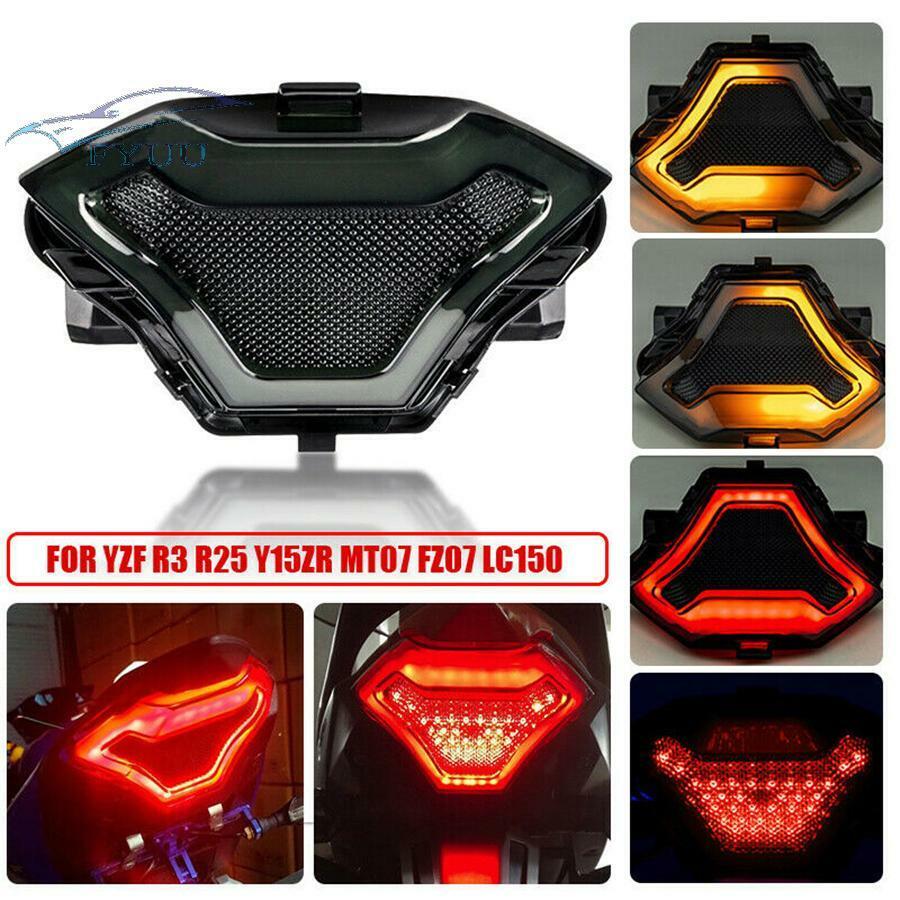 Red LED Brake Tail Light w/Flowing Turn Signals For Yamaha YZF FZ07 MT07 LC150
