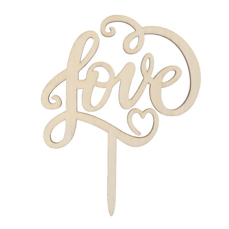 Rustic Love Cake Topper Groom Bride Wooden Wedding Decorating Engagement Party