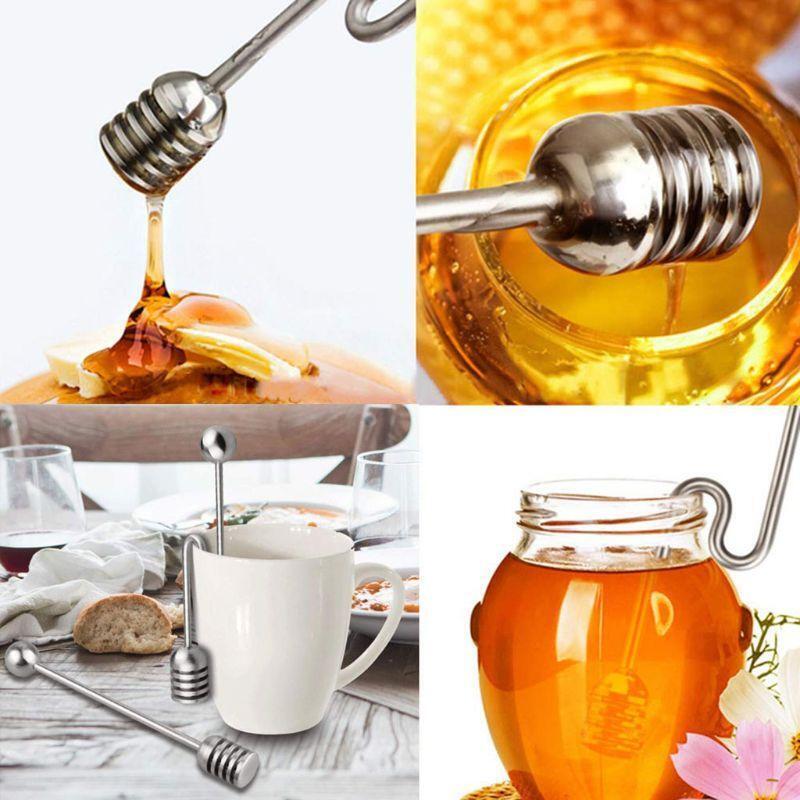 6 Inch Stainless Steel Honey Dipper Stick Server Curved Wand Coffee Tea Stir Bar