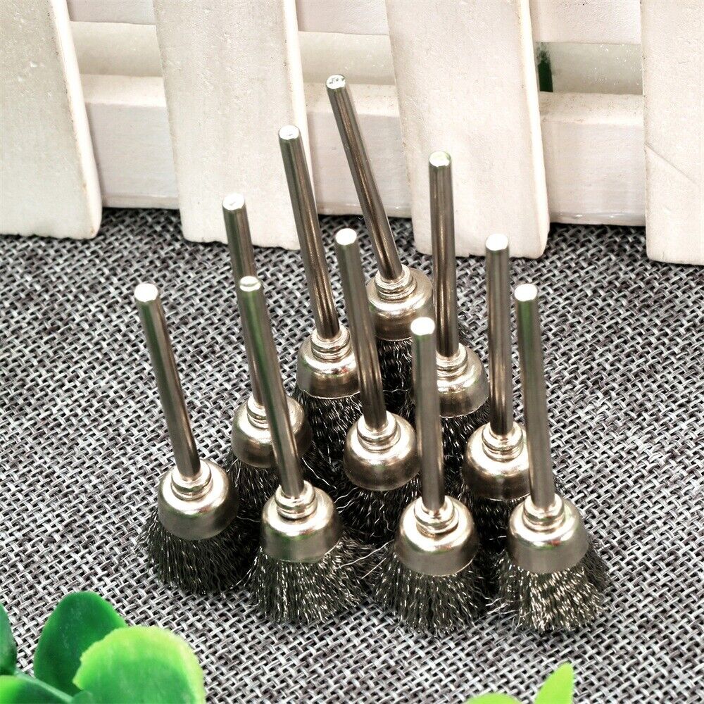 10pcs 15mm Stainless Steel Wire Cup Brush Cleaner Polishing Grinder Rotary Tool
