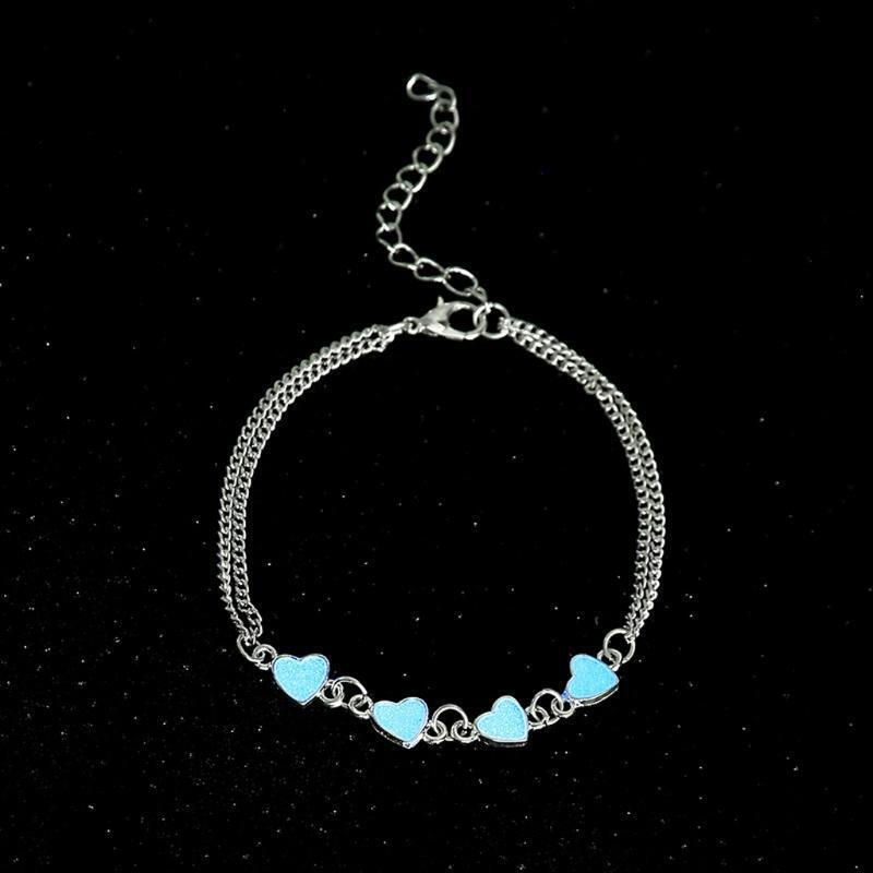 Elegant Luminous Heart Bracelet Anklets Adjustable Jewelry for Family Friends