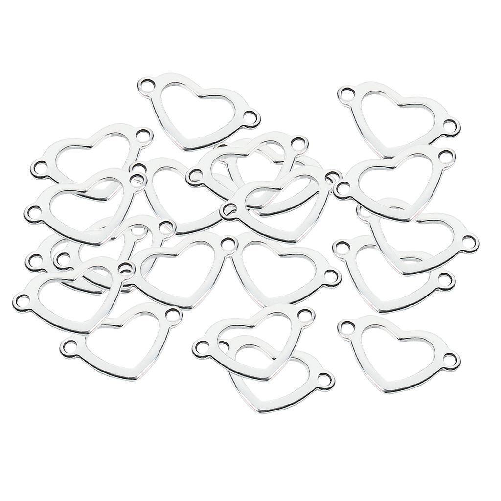 20 Pieces Metal Flat Heart Shaped Blank Coin Stamping Charms Tag Pendants