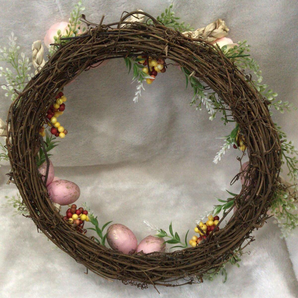 16 inch Easter Wreath with Pink Eggs Decorative Festival Mantelpiece Garden