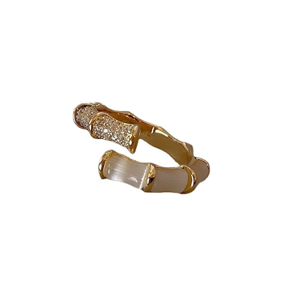 Wedding Engagement Crystal Jewelry Bamboo Shape Opals Rings Zircon Shiny