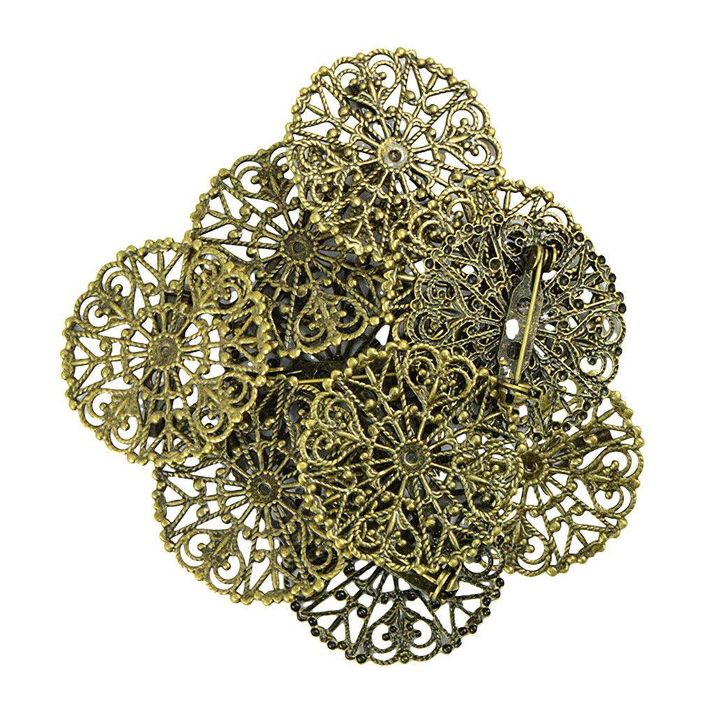 10 Pieces Filigree Flower Blank Brooch Settings Lapel Pin Safety
