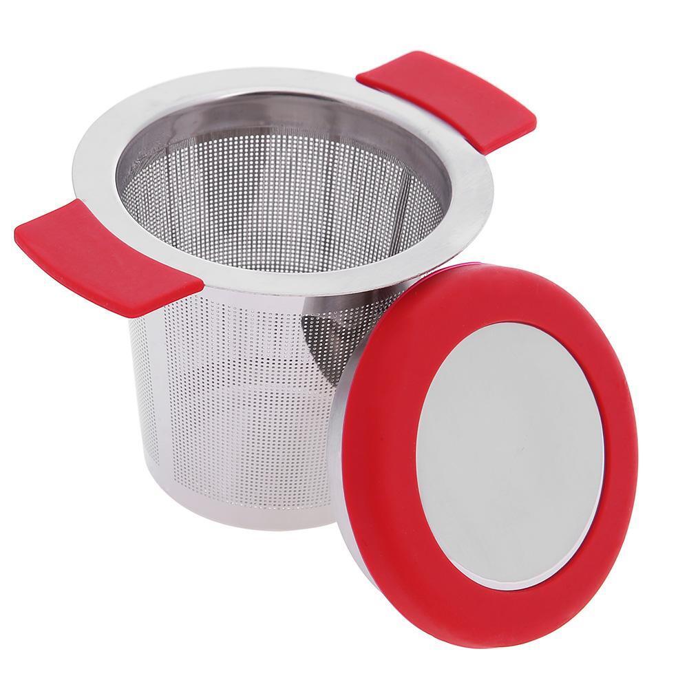 Stainless Steel Tea Strainers Infuser Steeping Loose Leaf Tea Filter(Red)