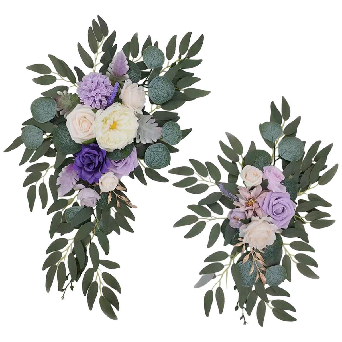 4pcs Silk Wedding Arch Flowers Floral Arrangement Hanging for Wedding Decor