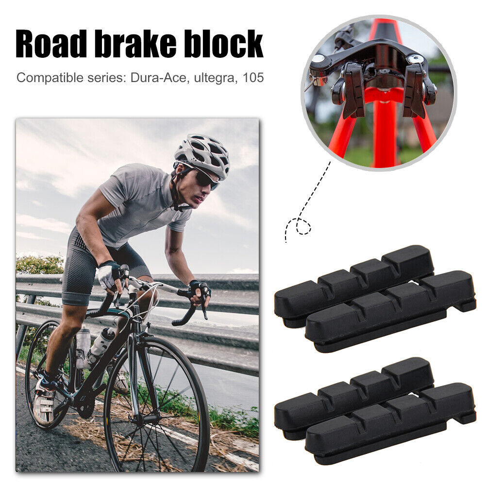 2 Pair Road Bike Brake Pads Rubber V Brake Blocks for DURA ACE ULTEGRA 105