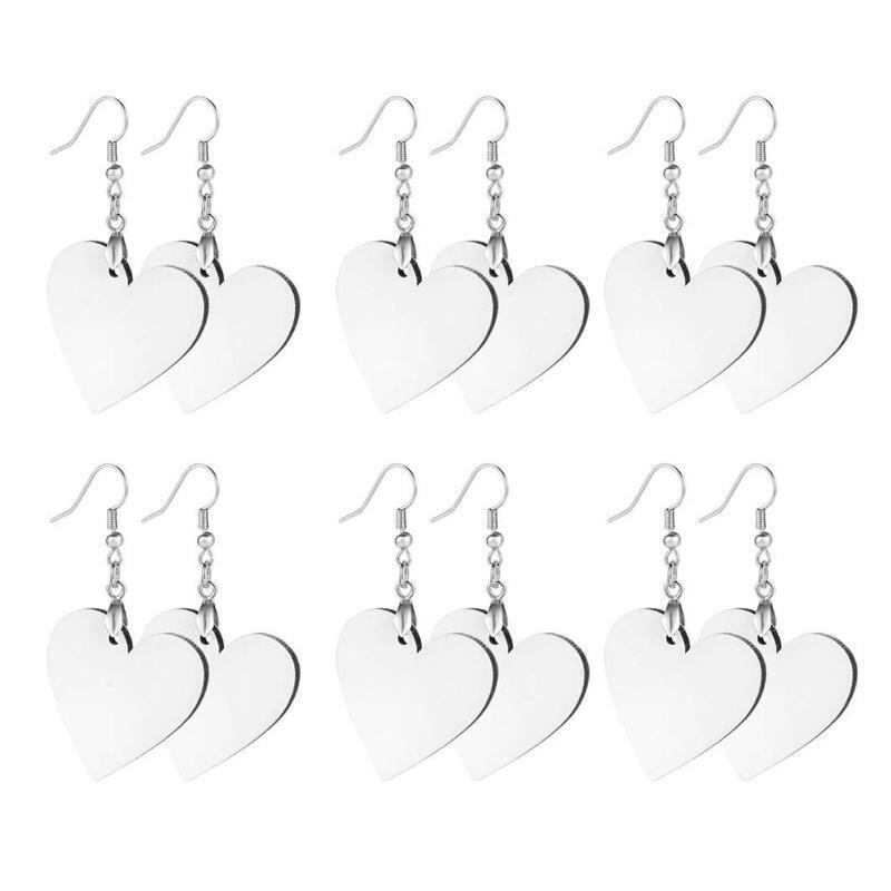 12Pcs/Set Sublimation Blank Earrings Heart Shaped Heat Transfer Earrings Craft