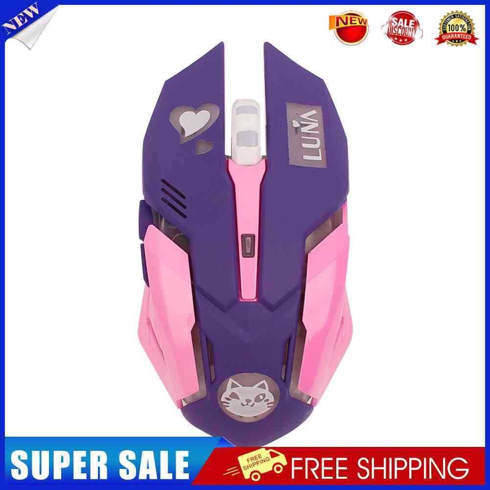 2.4GHz Wireless Optical Mouse 2400DPI Adjustable Mute Gaming Mice (Purple)