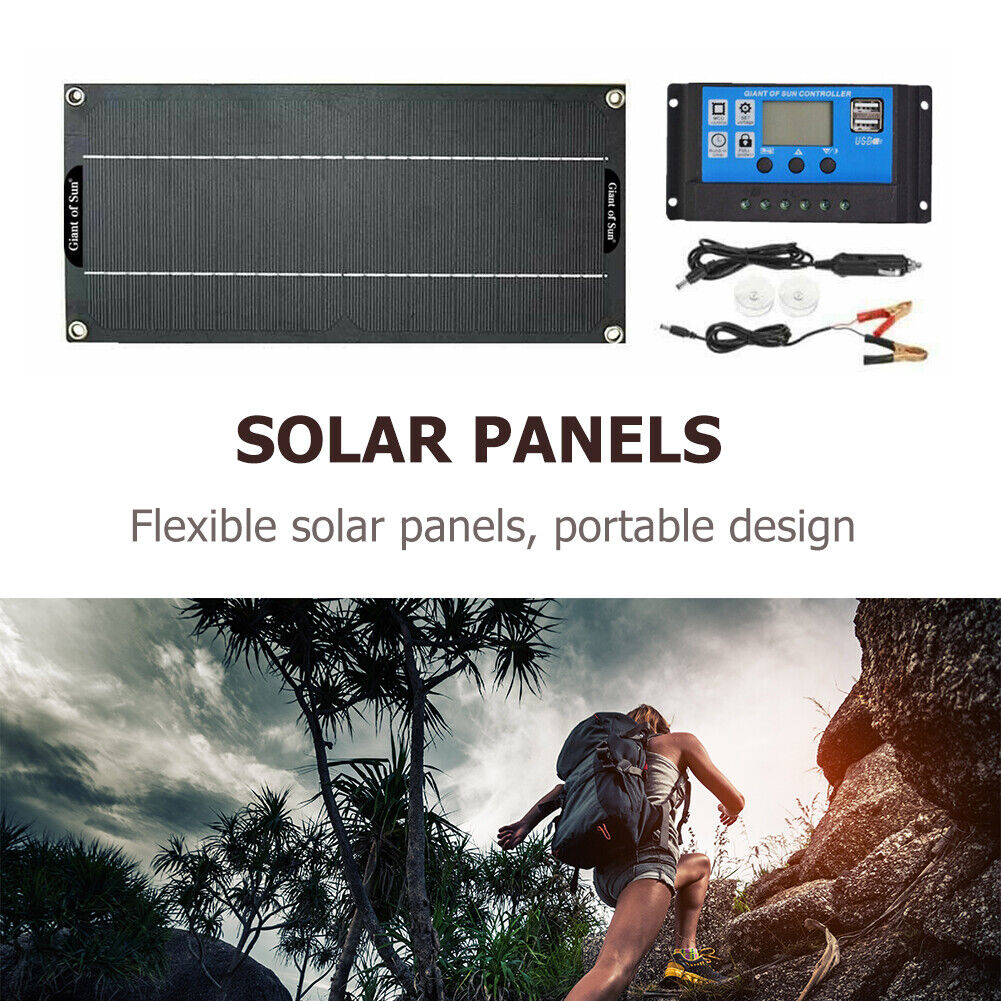 30W Solar Panel Kit 18V Battery 100A Charger Controller for Car RV Outdoor