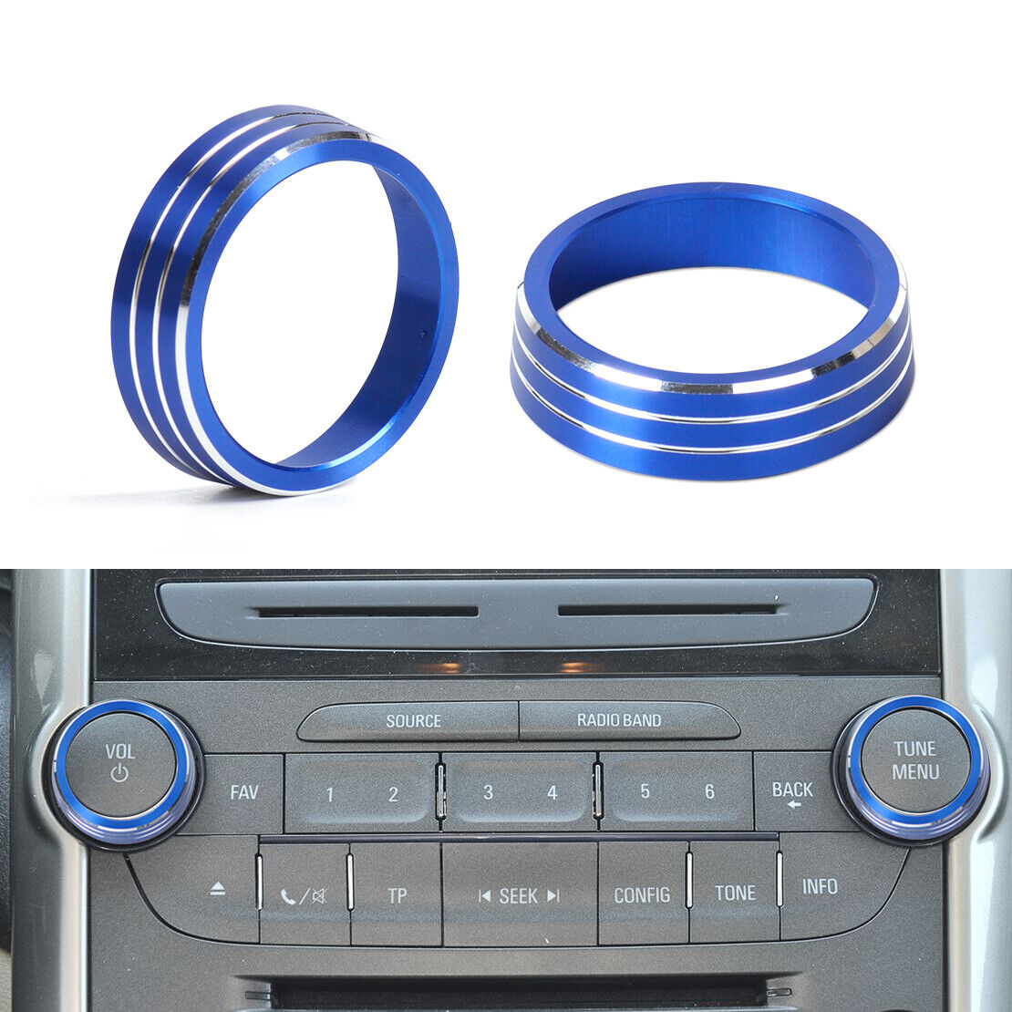 2* Audio Switch Knob Trim Cover fit for Chevrolet Malibu 2012-2015 Li