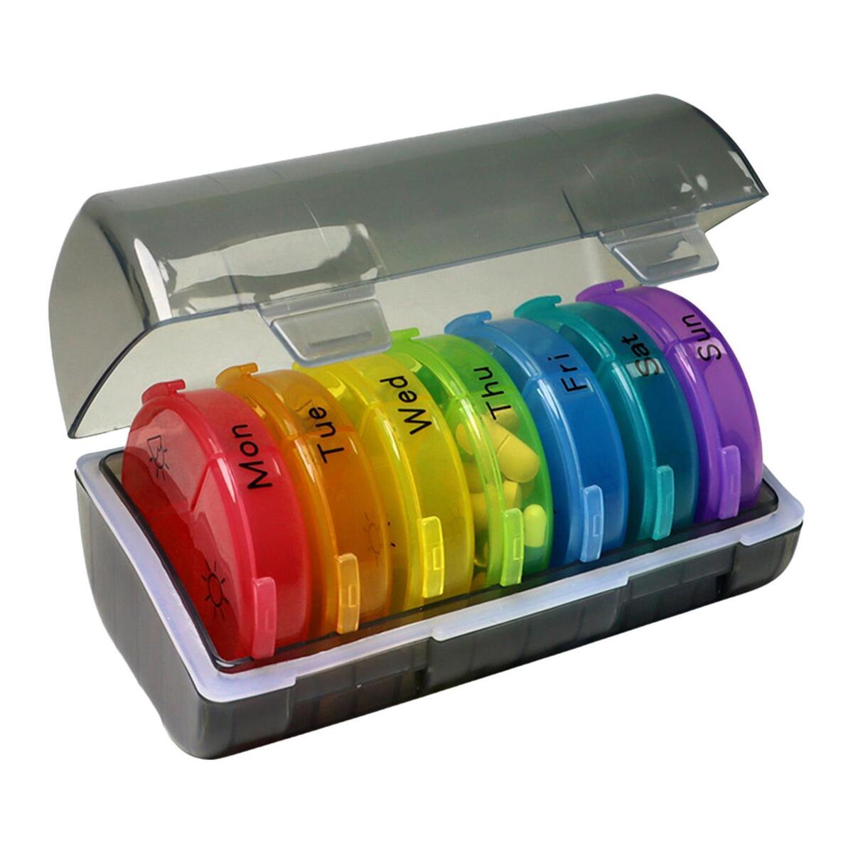 Pill Cases with 7 Individual Pill Boxes 21 Grids Sealing Black